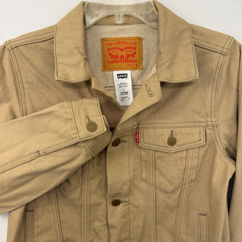 Youth ‎ Levi Strauss & Co Tan Trucker Jacket Size Large 12 13 Yrs